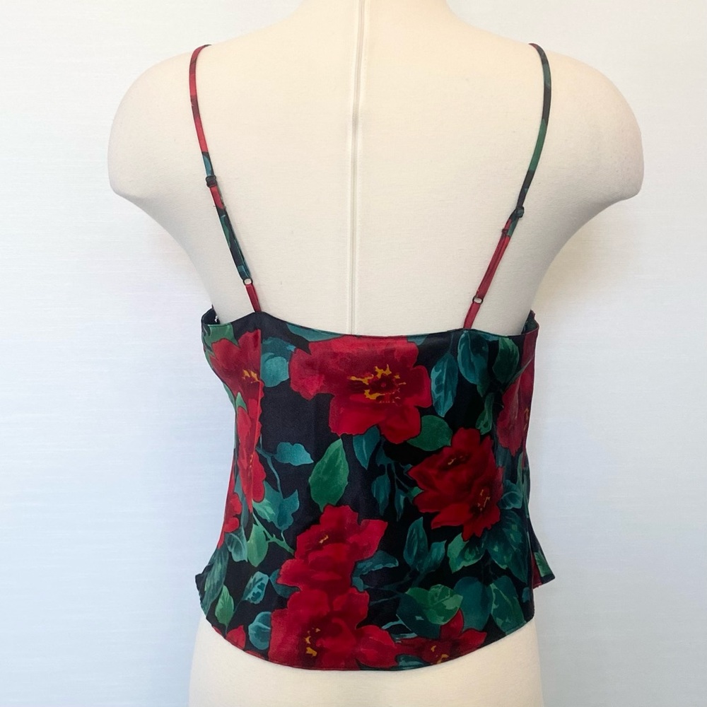 90s Victoria’s Secret Silky Satin Floral Print Vintage Lace Camisole Gold Label - Picture 6 of 8